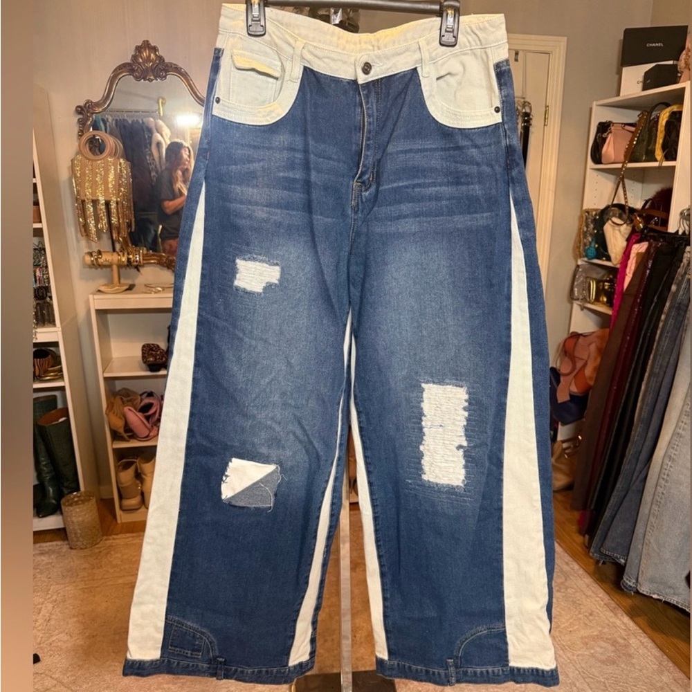 Wide Leg Woman Blue Denim Jeans - Micas